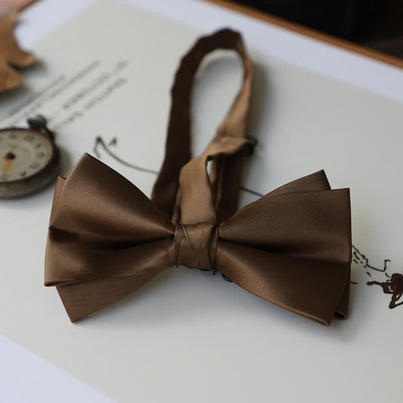 Nœud papillon pour homme de la série couleur café marron uni