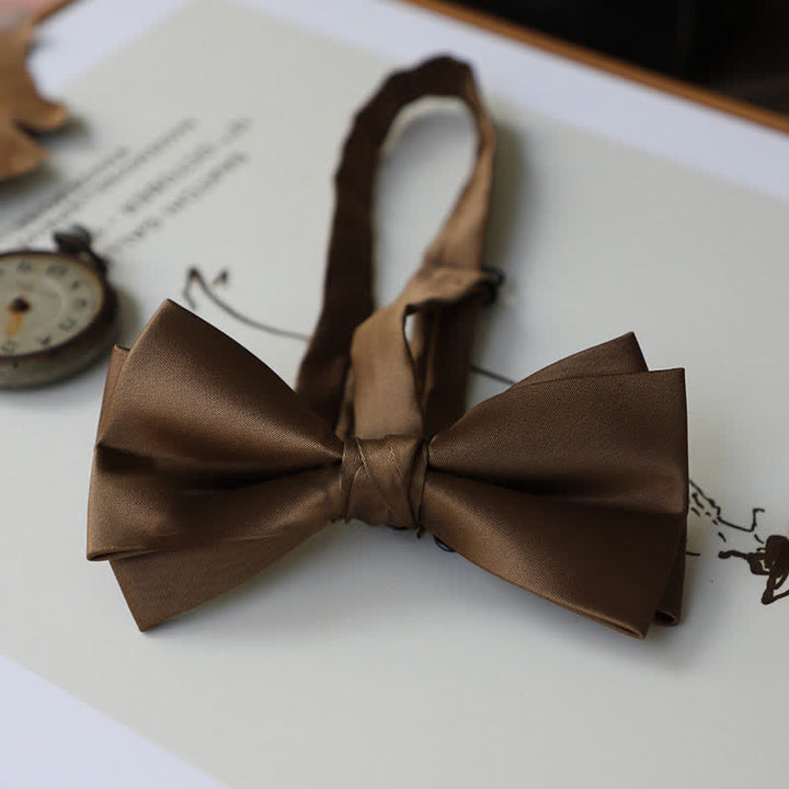 Nœud papillon pour homme de la série couleur café marron uni