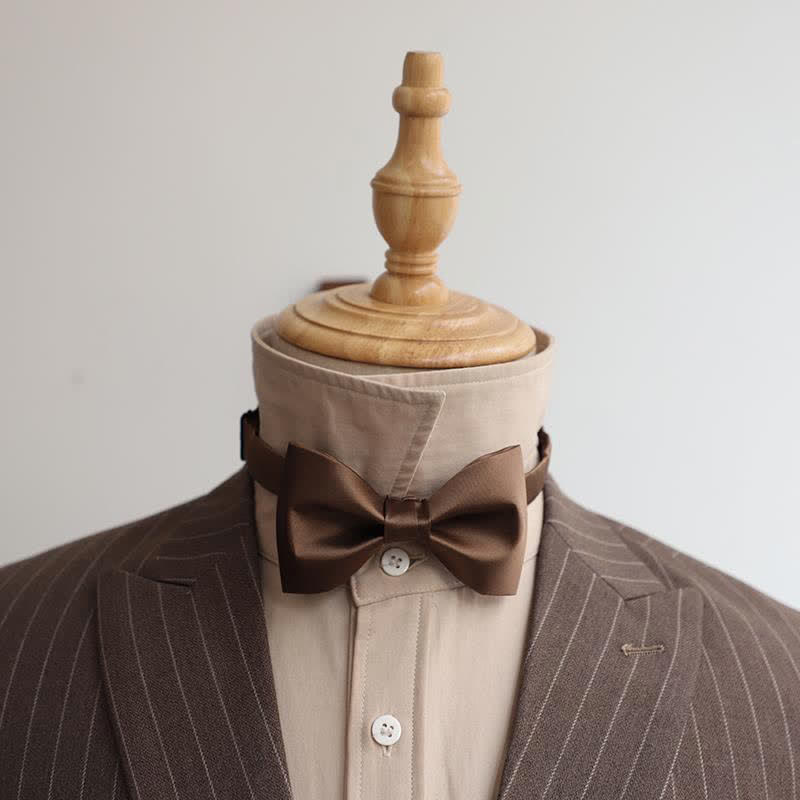 Nœud papillon pour homme de la série couleur café marron uni