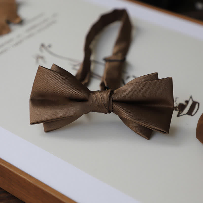 Nœud papillon pour homme de la série couleur café marron uni