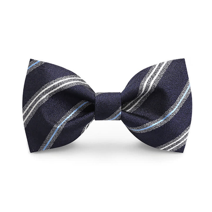 Nœud papillon classique à rayures bleu marine pour homme