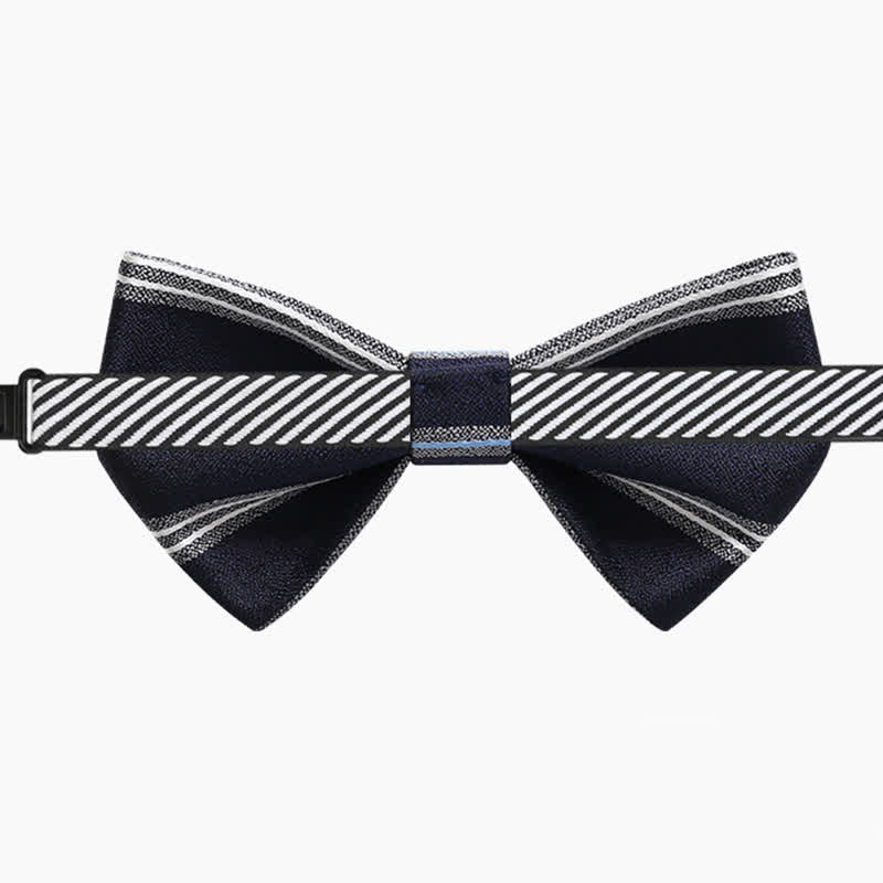 Nœud papillon classique à rayures bleu marine pour homme