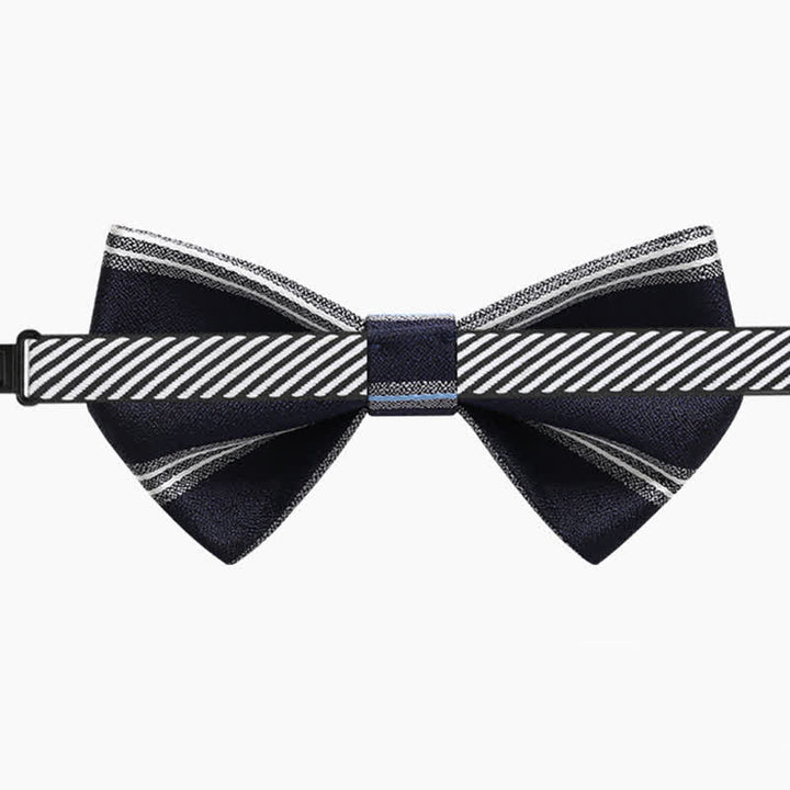 Nœud papillon classique à rayures bleu marine pour homme