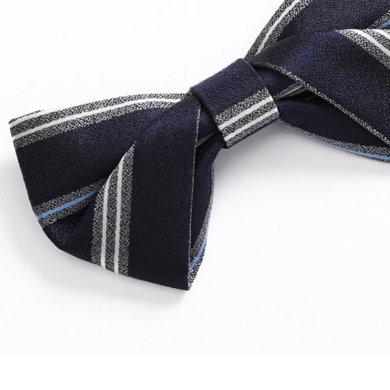 Nœud papillon classique à rayures bleu marine pour homme