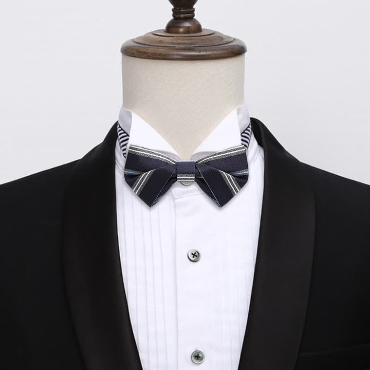 Nœud papillon classique à rayures bleu marine pour homme