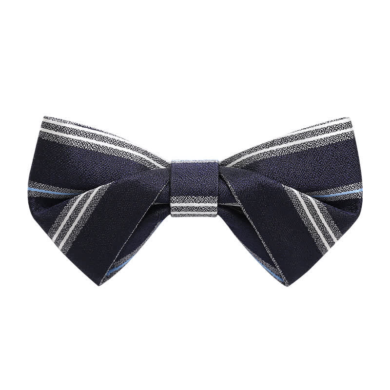 Nœud papillon classique à rayures bleu marine pour homme