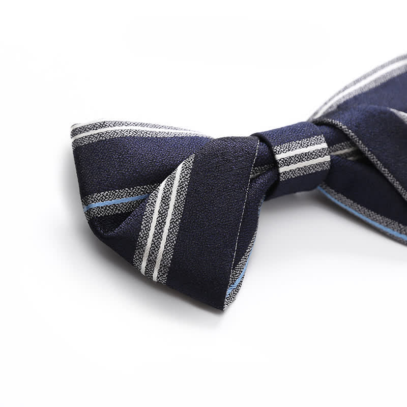 Nœud papillon classique à rayures bleu marine pour homme