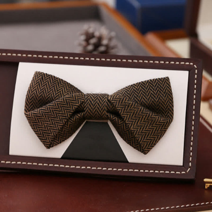 Nœud papillon en laine à motif chevrons café pour homme