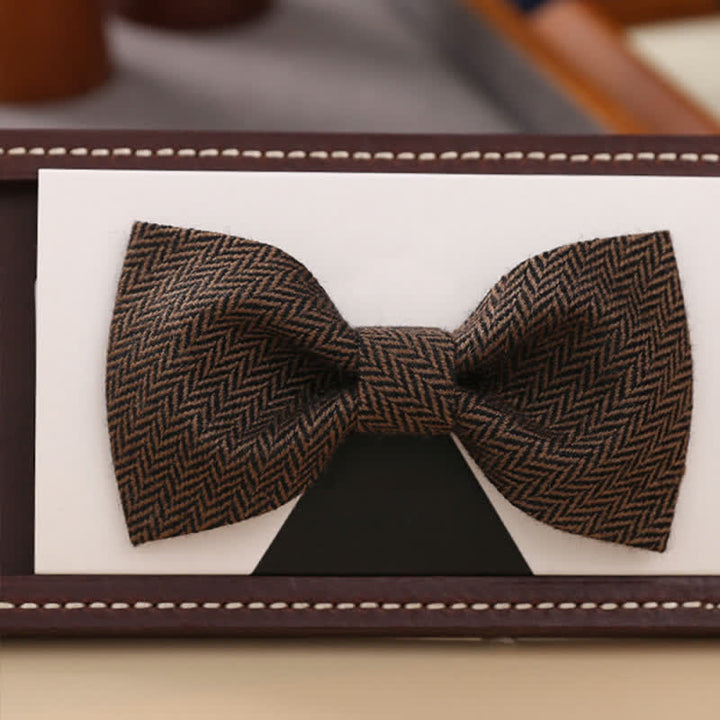 Nœud papillon en laine à motif chevrons café pour homme