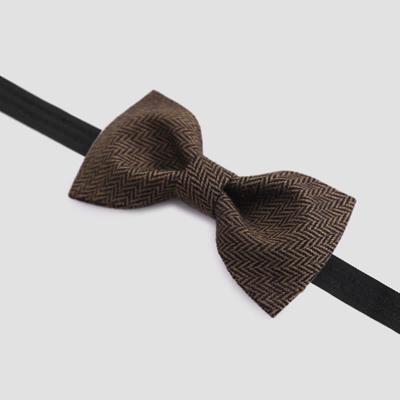 Nœud papillon en laine à motif chevrons café pour homme