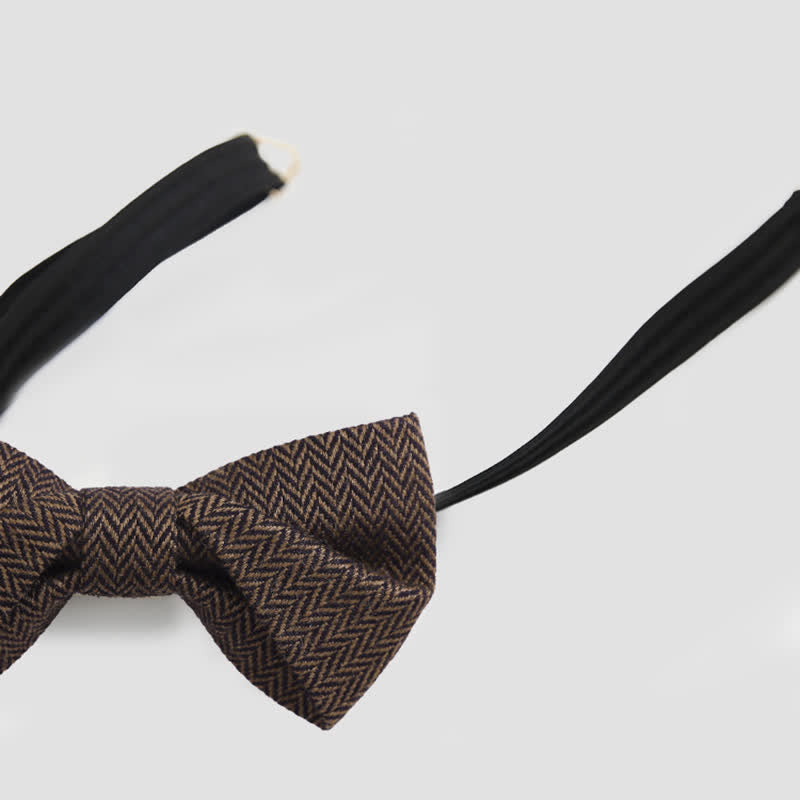 Nœud papillon en laine à motif chevrons café pour homme