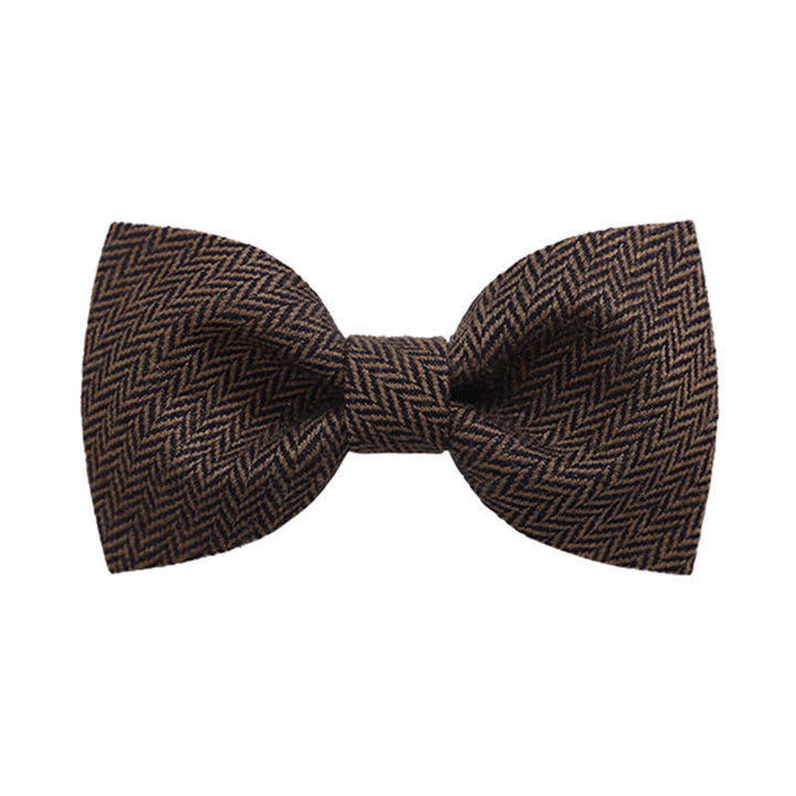 Nœud papillon en laine à motif chevrons café pour homme