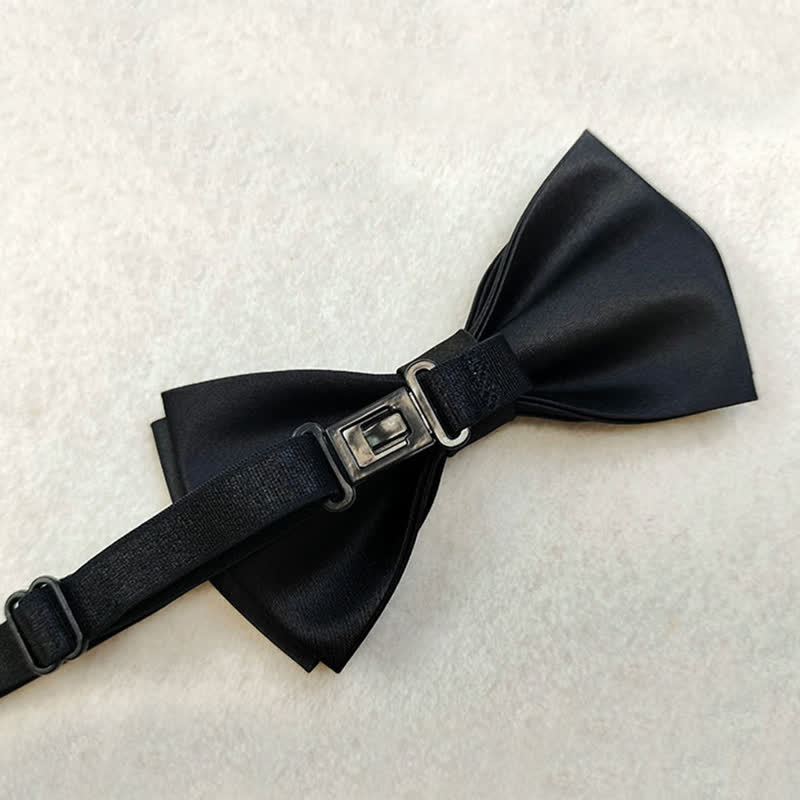 Nœud papillon en métal argenté pour homme avec chaîne en forme de couronne et de croix