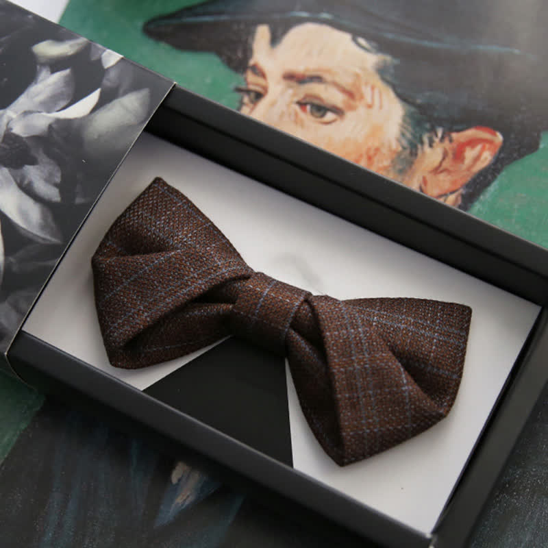 Nœud papillon à carreaux marron foncé vintage de style britannique pour homme