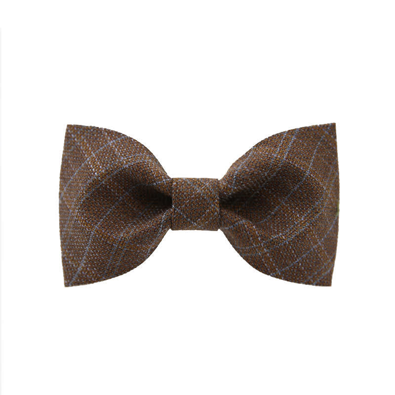 Nœud papillon à carreaux marron foncé vintage de style britannique pour homme