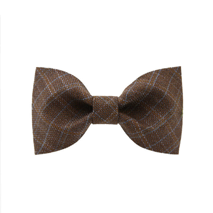 Nœud papillon à carreaux marron foncé vintage de style britannique pour homme