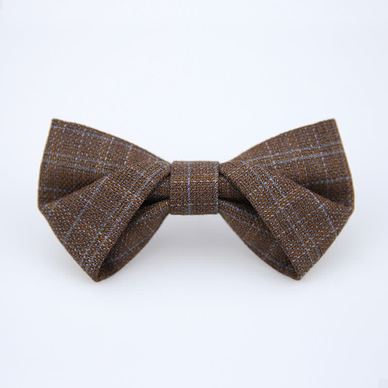 Nœud papillon à carreaux marron foncé vintage de style britannique pour homme