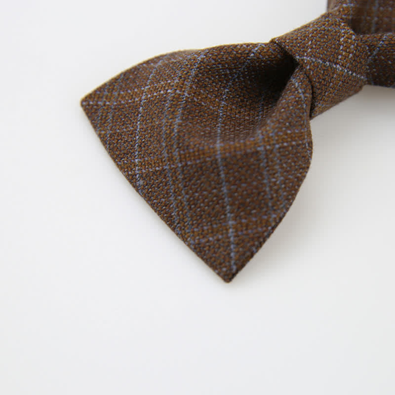 Nœud papillon à carreaux marron foncé vintage de style britannique pour homme