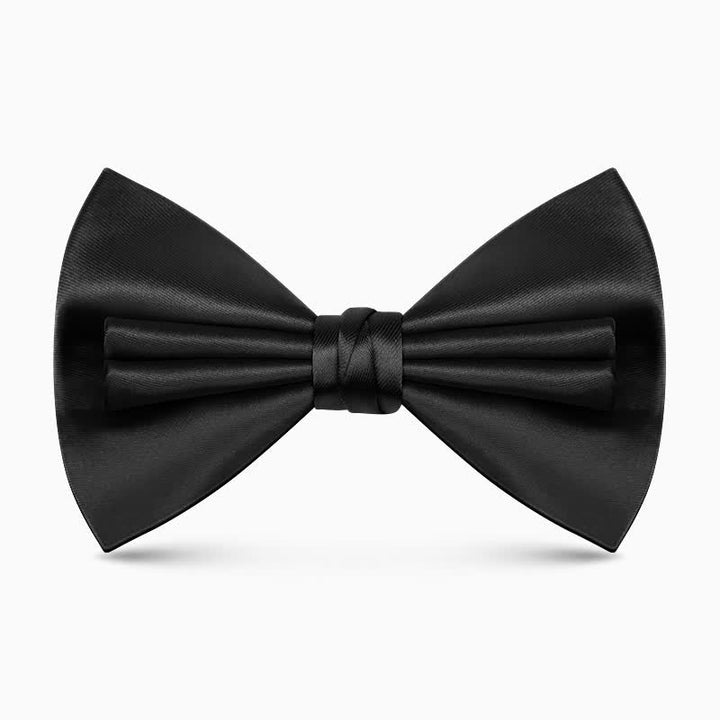 Nœud papillon double épaisseur unique pour homme, couleur unie et froissée