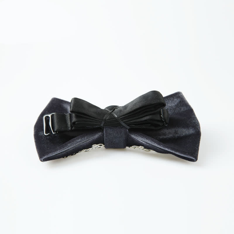 Nœud papillon en velours gris métallisé argenté pour homme