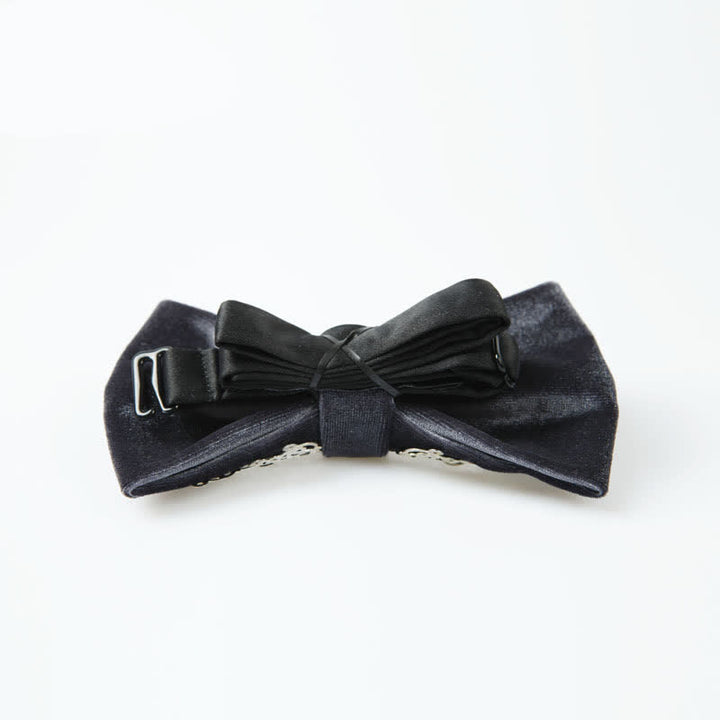 Nœud papillon en velours gris métallisé argenté pour homme
