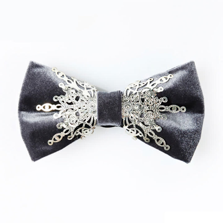Nœud papillon en velours gris métallisé argenté pour homme