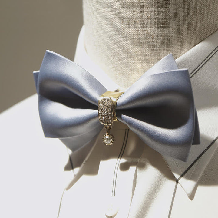 Nœud papillon pour homme avec strass bleu Haze et décor doré