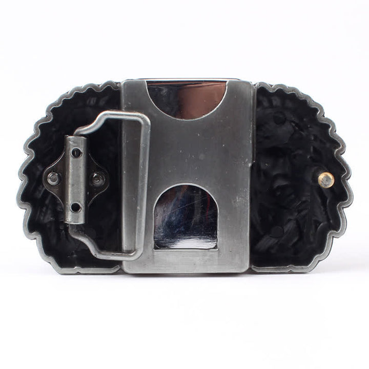 Ceinture en cuir pour homme avec tête de chef indien et briquet caché