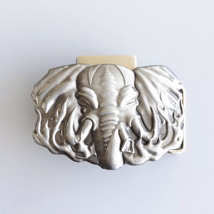 Ceinture en cuir d'éléphant argenté pour homme avec briquet caché