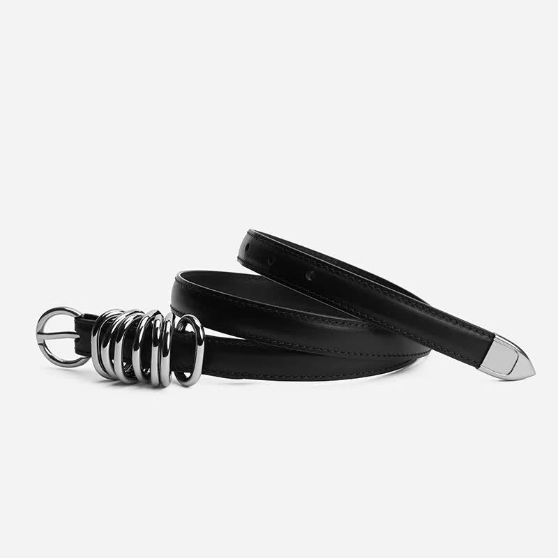 Ceinture en cuir avec boucle en métal personnalisée de style punk pour femme
