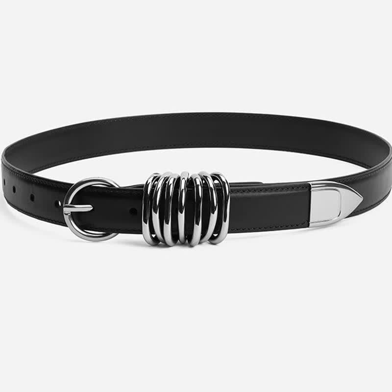 Ceinture en cuir avec boucle en métal personnalisée de style punk pour femme
