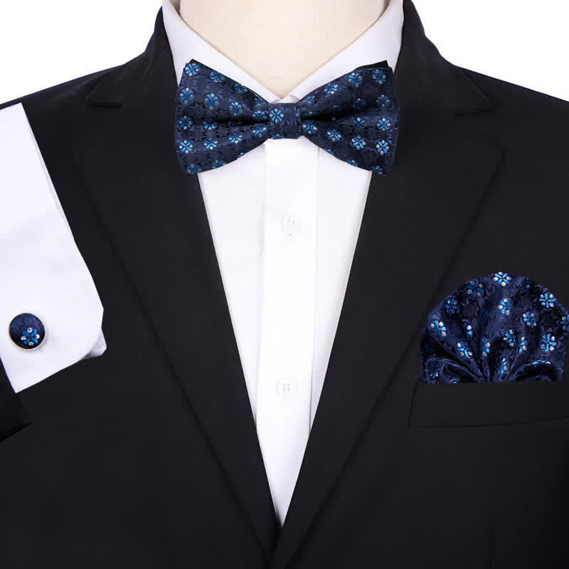 Ensemble de 3 nœuds papillons à motif floral pour homme
