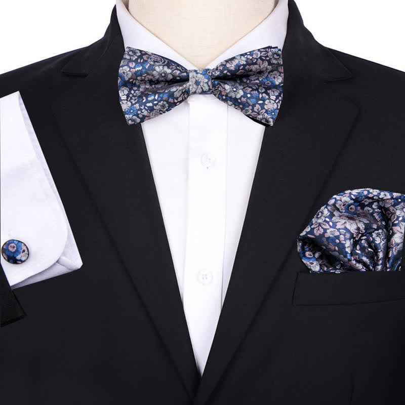 Ensemble de 3 nœuds papillons à motif floral pour homme