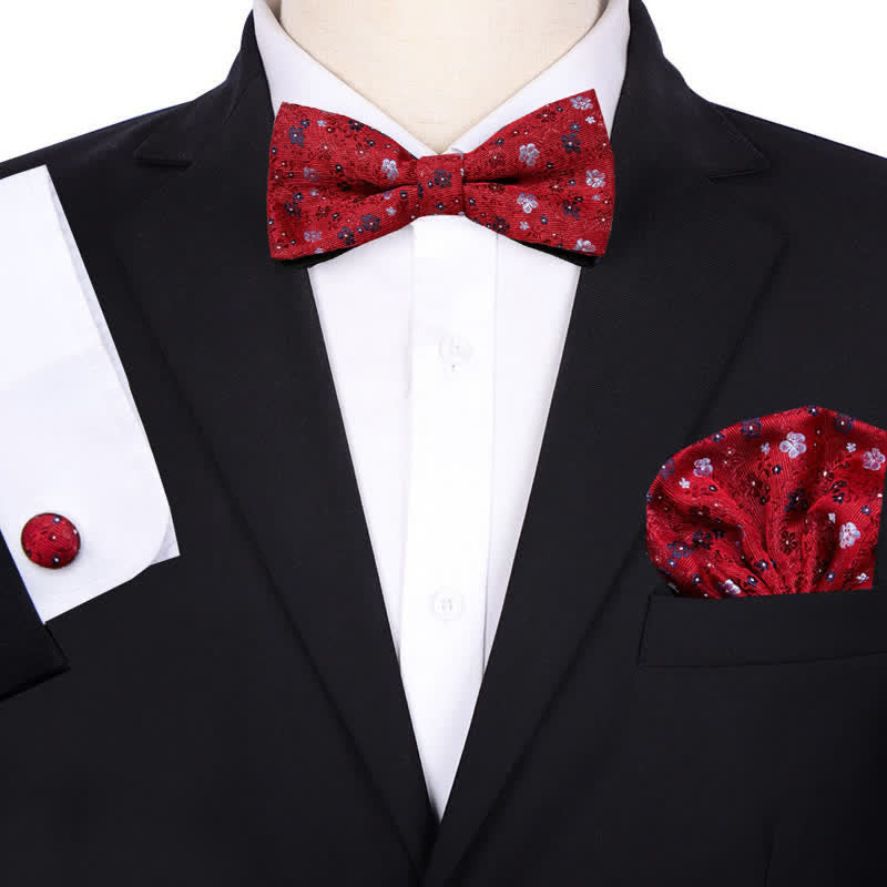 Ensemble de 3 nœuds papillons à motif floral pour homme