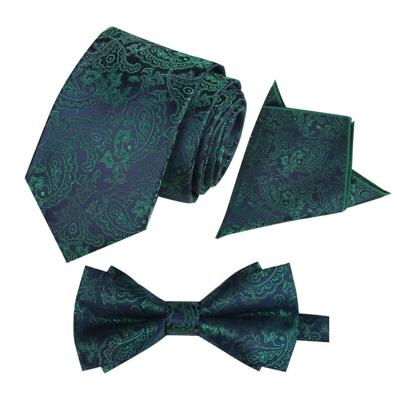 Ensemble de 3 mouchoirs de poche fantaisie pour homme avec noeud papillon et motif cachemire