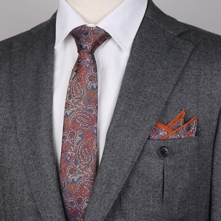 Ensemble de 3 mouchoirs de poche fantaisie pour homme avec noeud papillon et motif cachemire
