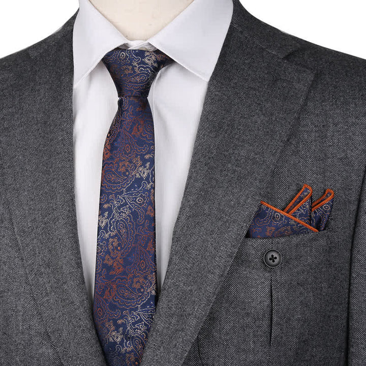 Ensemble de 3 mouchoirs de poche fantaisie pour homme avec noeud papillon et motif cachemire