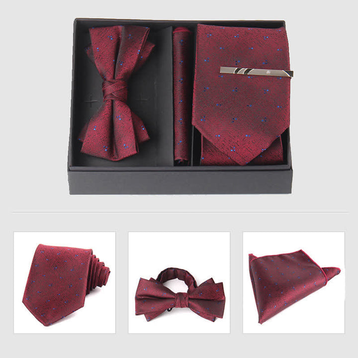 Ensemble de 3 pièces de mouchoirs de poche pour hommes de la série bordeaux, cravate et noeud papillon