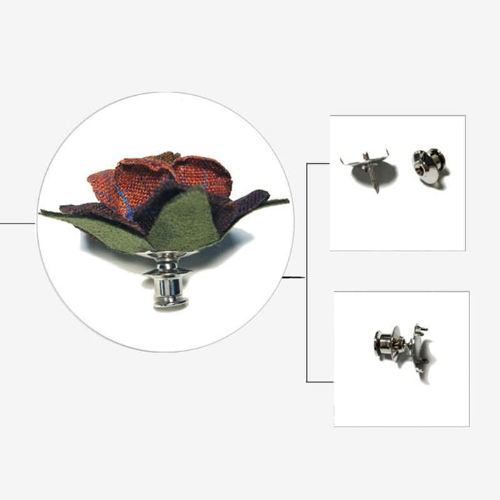 Nœud papillon rouge vin foncé pour homme avec broche florale à chevrons britannique