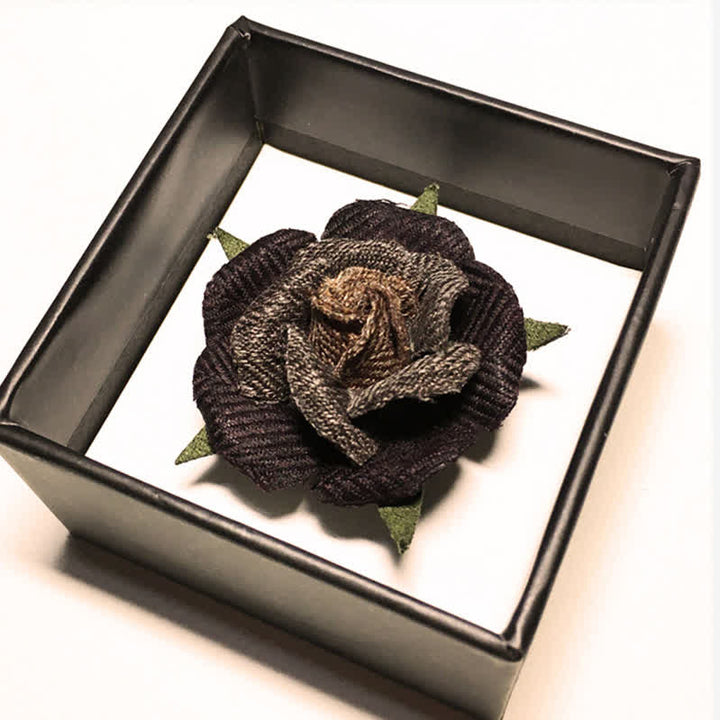Nœud papillon à broche florale marron vintage de style britannique pour homme