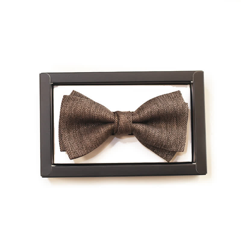 Nœud papillon à broche florale marron vintage de style britannique pour homme