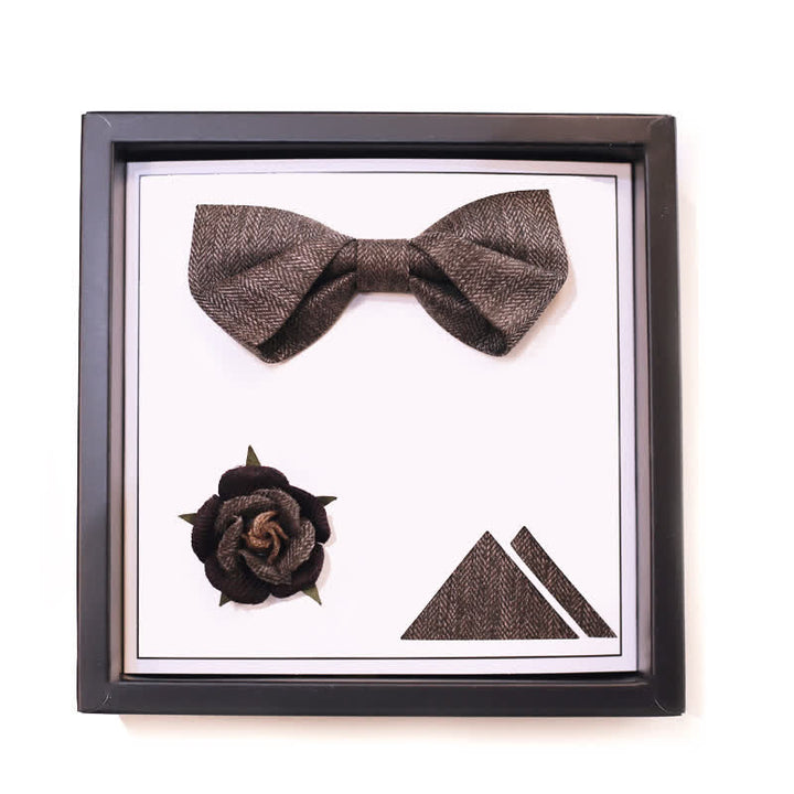 Nœud papillon à broche florale marron vintage de style britannique pour homme
