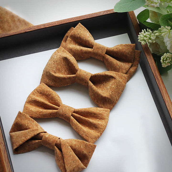 Nœud papillon de fête créatif pour homme avec motif en liège et bois