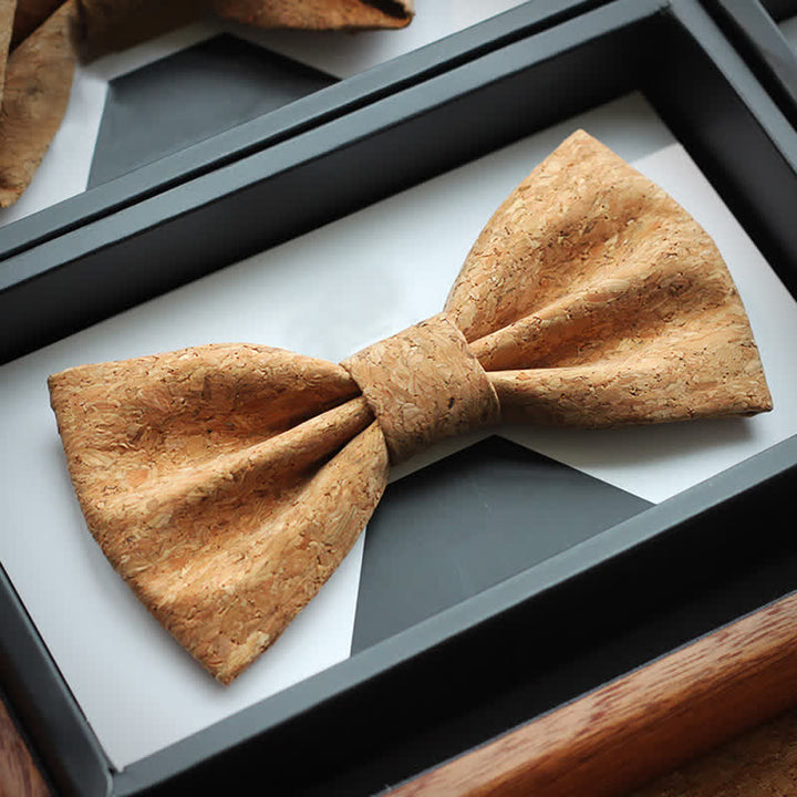 Nœud papillon de fête créatif pour homme avec motif en liège et bois