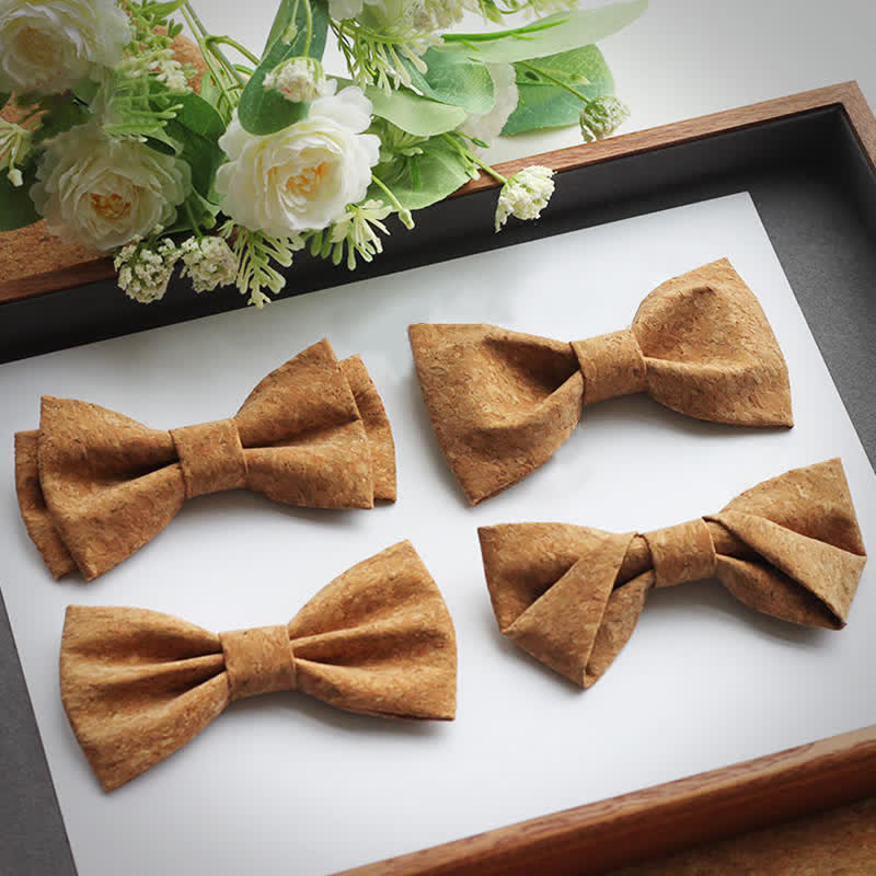 Nœud papillon de fête créatif pour homme avec motif en liège et bois