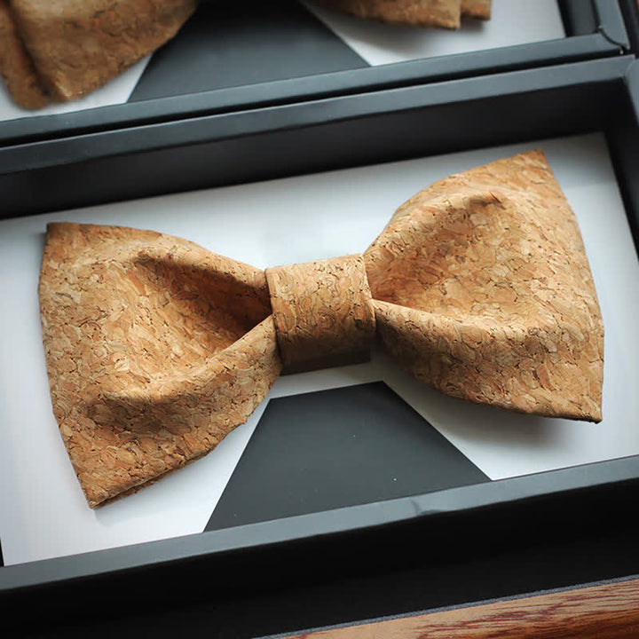 Nœud papillon de fête créatif pour homme avec motif en liège et bois