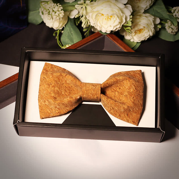 Nœud papillon de fête créatif pour homme avec motif en liège et bois