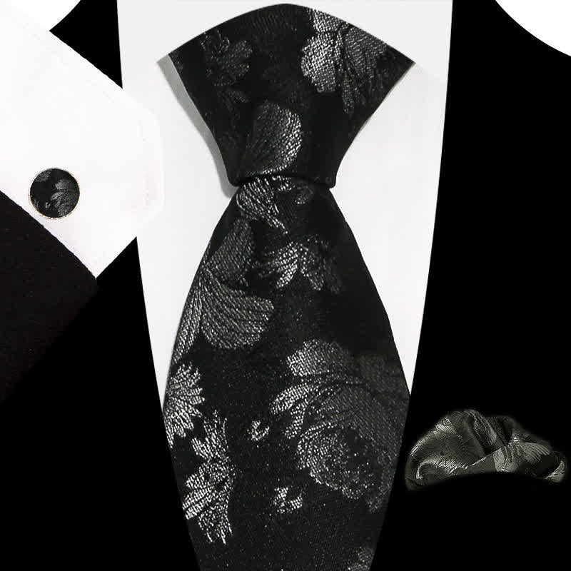 Ensemble de 3 cravates à motif floral exquis et gracieux pour hommes