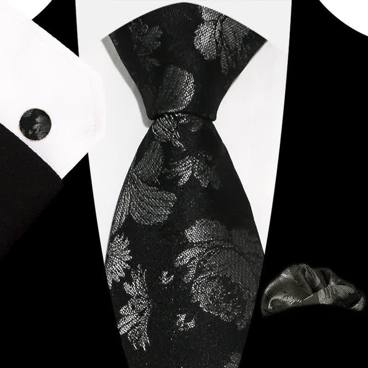 Ensemble de 3 cravates à motif floral exquis et gracieux pour hommes