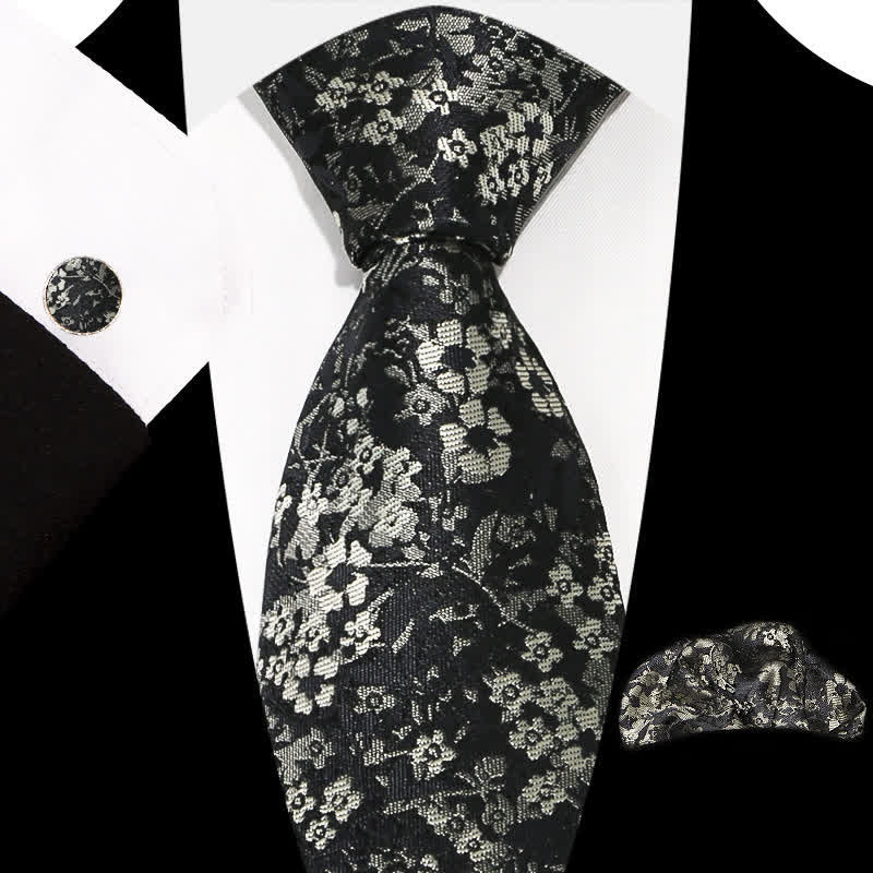 Ensemble de 3 cravates à motif floral exquis et gracieux pour hommes